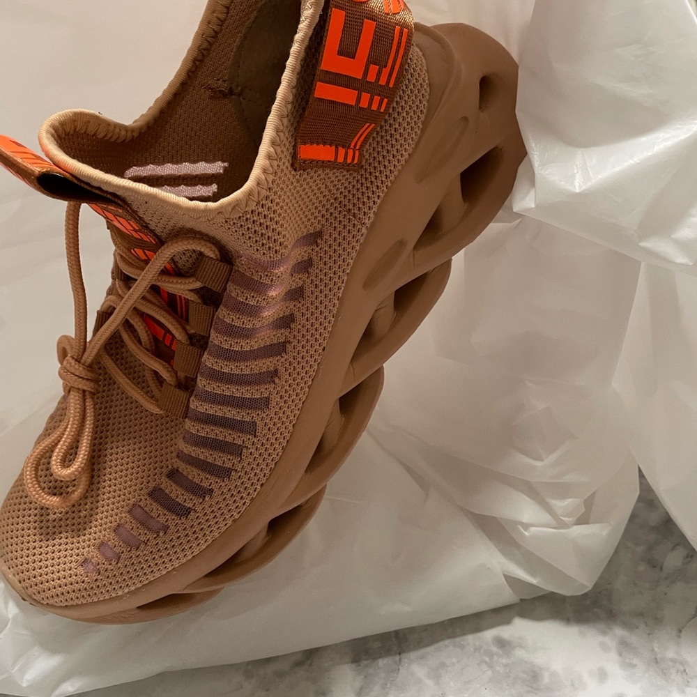Brown and Orange Athletic Sneakers
